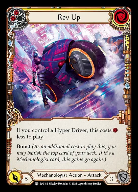 Rev Up (Yellow) — Bright Lights Flesh and Blood card by Nikolay Moskvin