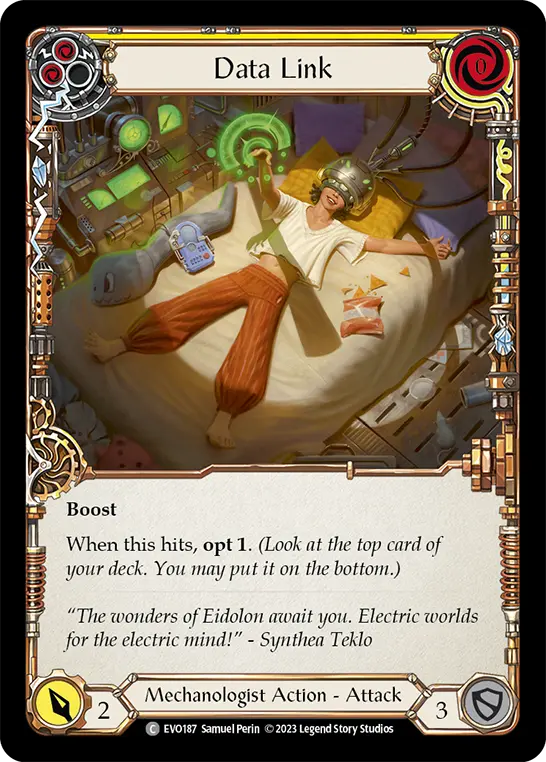 Data Link (Yellow) — Bright Lights Flesh and Blood card by Samuel Perin