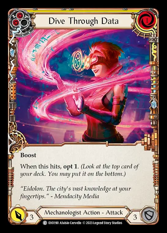 Dive Through Data (Yellow) — Bright Lights Flesh and Blood card by Aluísio Cervelle