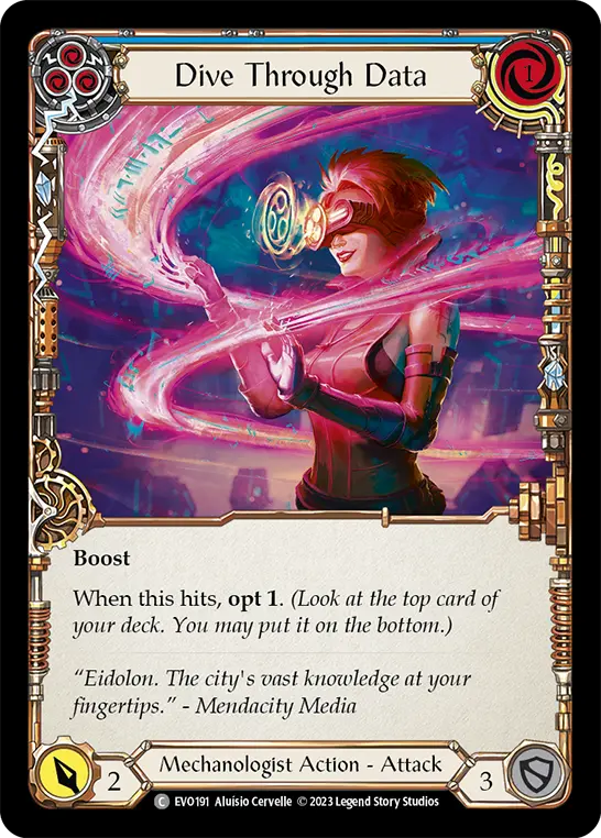 Dive Through Data (Blue) — Bright Lights Flesh and Blood card by Aluísio Cervelle