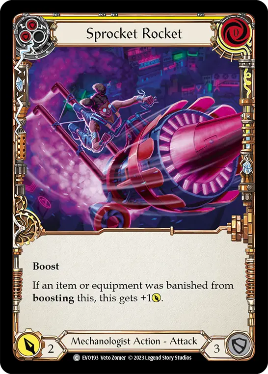 Sprocket Rocket (Yellow) — Bright Lights Flesh and Blood card by Veto Zomer