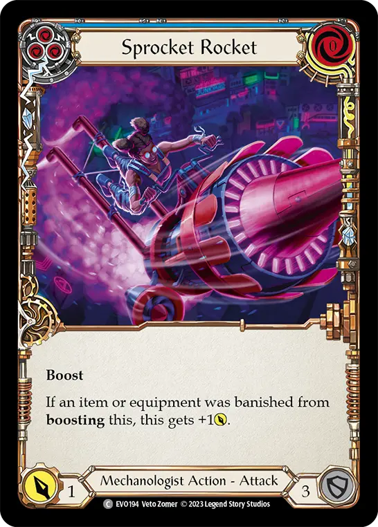 Sprocket Rocket (Blue) — Bright Lights Flesh and Blood card by Veto Zomer