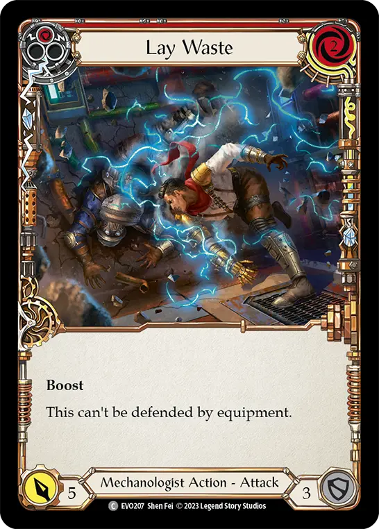 Lay Waste (Red) — Bright Lights Flesh and Blood card by Shen Fei