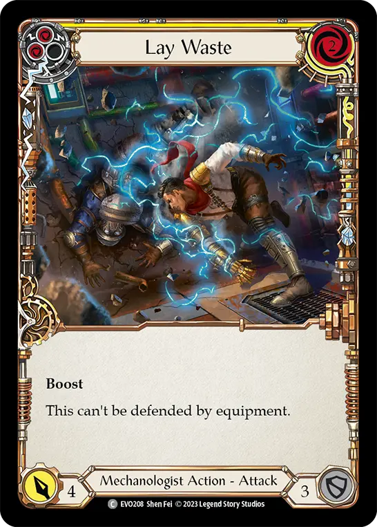 Lay Waste (Yellow) — Bright Lights Flesh and Blood card by Shen Fei