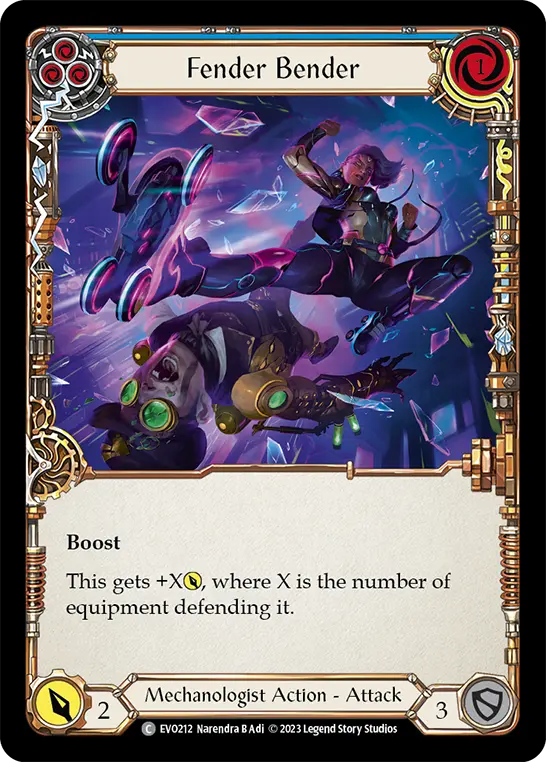 Fender Bender (Blue) — Bright Lights Flesh and Blood card by Narendra B Adi