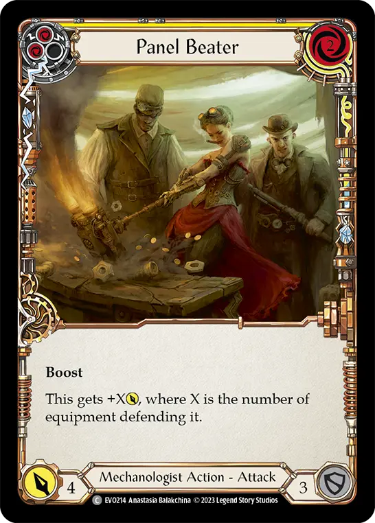 Panel Beater (Yellow) — Bright Lights Flesh and Blood card by Anastasia Balakchina