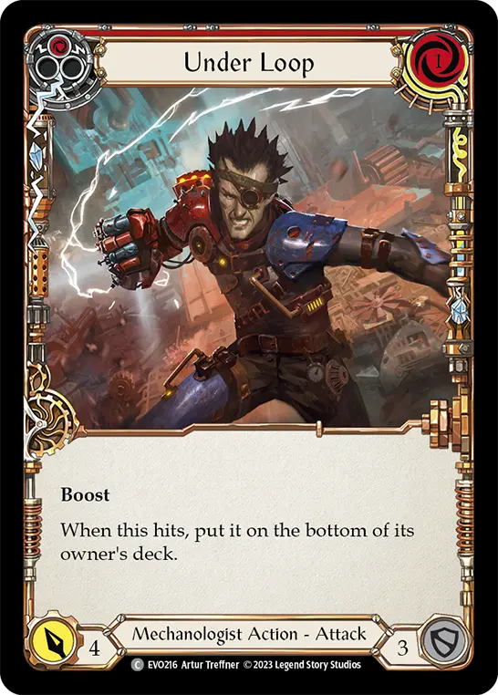 Under Loop (Red) — Bright Lights Flesh and Blood card by Artur Treffner