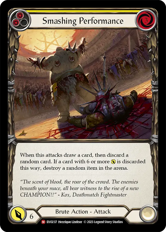 Smashing Performance — Bright Lights Flesh and Blood card by Henrique Lindner
