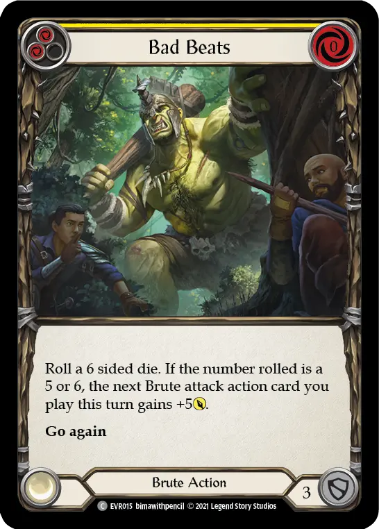 Bad Beats (Yellow) — Everfest Flesh and Blood card by bimahwithpencil
