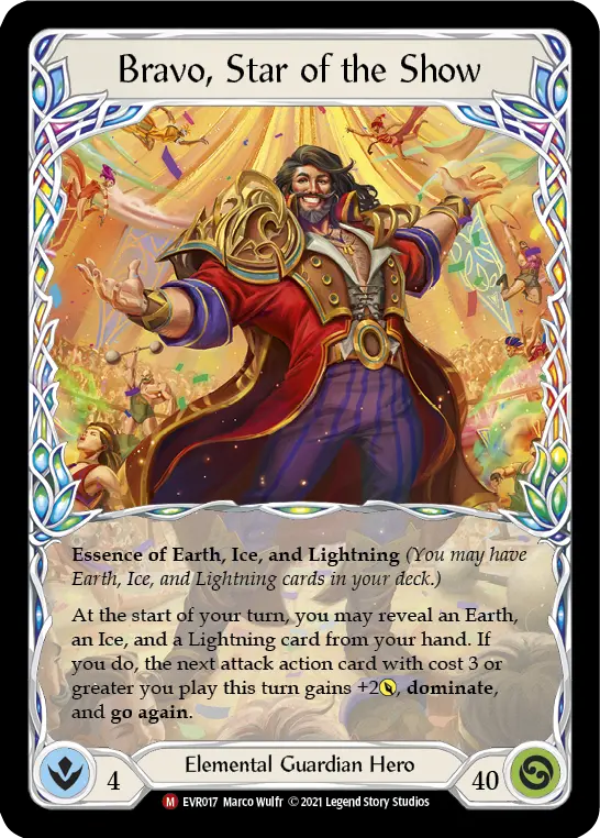 Bravo, Star of the Show — Everfest Flesh and Blood card by Marco Wulfr