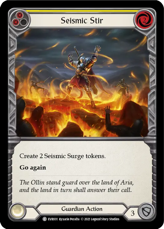 Seismic Stir (Yellow) — Everfest Flesh and Blood card by Kyxarie Peralta