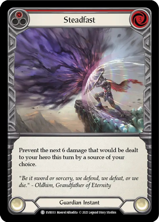 Steadfast (Red) — Everfest Flesh and Blood card by Maerel Hibadita