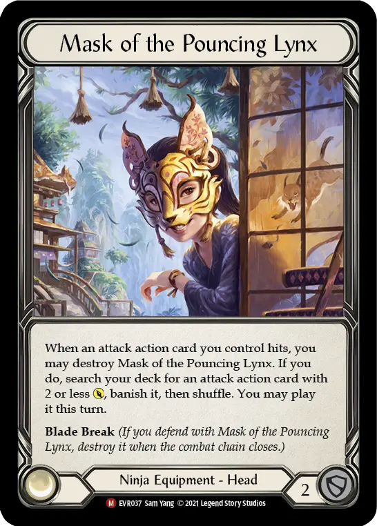 Mask of the Pouncing Lynx — Everfest Flesh and Blood card by Sam Yang