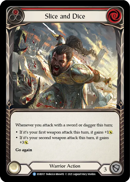 Slice and Dice (Red) — Everfest Flesh and Blood card by Federico Musetti