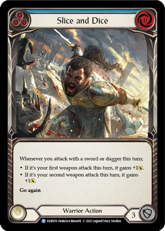 Slice and Dice (Blue) — Everfest Flesh and Blood card by Federico Musetti
