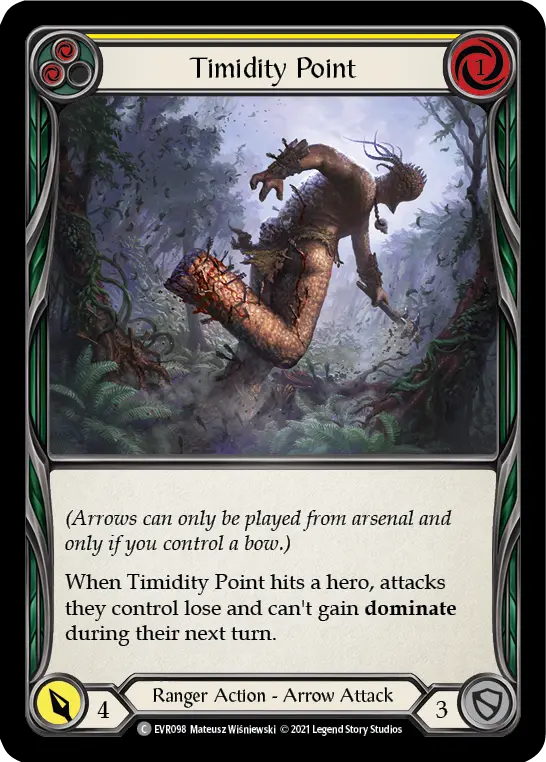 Timidity Point (Yellow) — Everfest Flesh and Blood card by Mateusz Wiśniewski