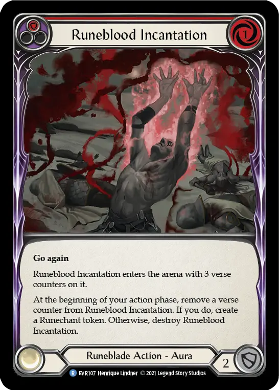 Runeblood Incantation (Red) — Everfest Flesh and Blood card by Henrique Lindner