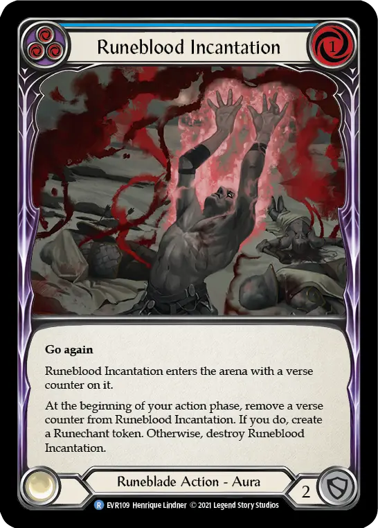 Runeblood Incantation (Blue) — Everfest Flesh and Blood card by Henrique Lindner