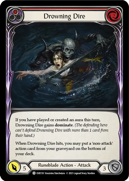 Drowning Dire (Red) — Everfest Flesh and Blood card by Stanislav Sherbakov