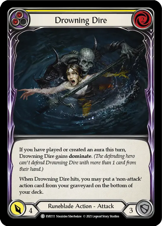 Drowning Dire (Yellow) — Everfest Flesh and Blood card by Stanislav Sherbakov