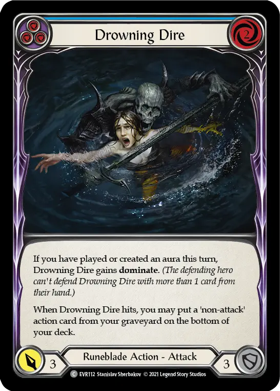 Drowning Dire (Blue) — Everfest Flesh and Blood card by Stanislav Sherbakov