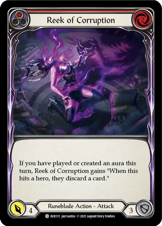 Reek of Corruption (Red) — Everfest Flesh and Blood card by Jen Santos