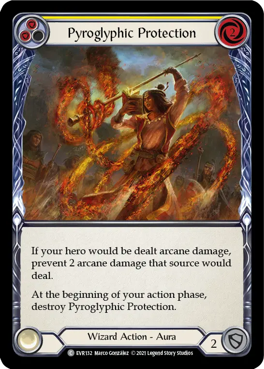 Pyroglyphic Protection (Yellow) — Everfest Flesh and Blood card by Marco González
