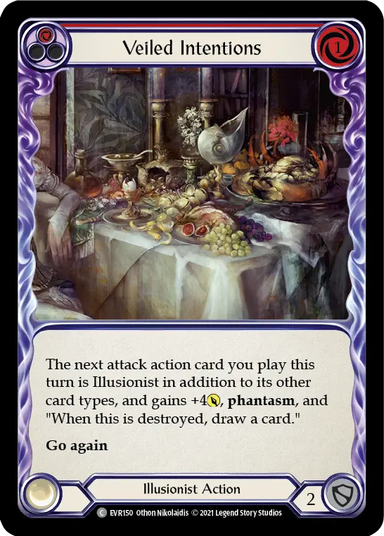 Veiled Intentions (Red) — Everfest Flesh and Blood card by Othon Nikolaidis