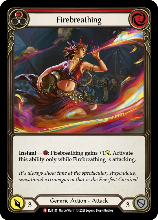 Firebreathing — Everfest Flesh and Blood card by Marco Wulfr