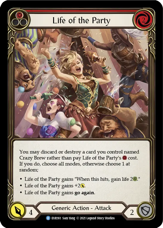 Life of the Party (Red) — Everfest Flesh and Blood card by Sam Yang