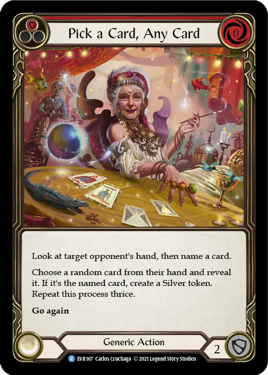 Pick a Card, Any Card (Red) — Everfest Flesh and Blood card by Carlos Cruchaga