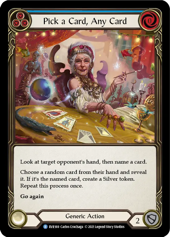 Pick a Card, Any Card (Blue) — Everfest Flesh and Blood card by Carlos Cruchaga