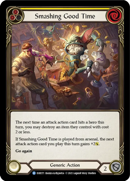 Smashing Good Time (Yellow) — Everfest Flesh and Blood card by Ramza Ardyputra