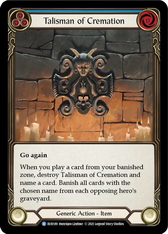 Talisman of Cremation — Everfest Flesh and Blood card by Henrique Lindner
