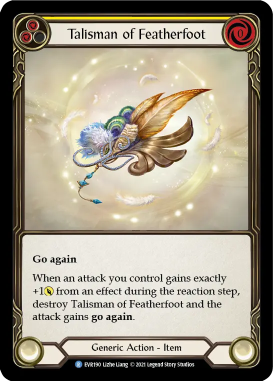 Talisman of Featherfoot — Everfest Flesh and Blood card by Lizhe Liang