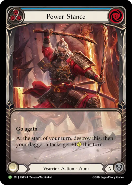 Power Stance (Blue) (Extended Art) - FAB314 — Flesh and Blood: Promo Cards Flesh and Blood card by Tanapon Wachirakul