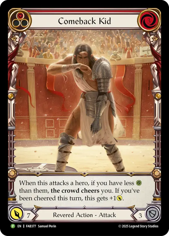 Comeback Kid (Red) - FAB377 — Flesh and Blood: Promo Cards Flesh and Blood card by Samuel Perin