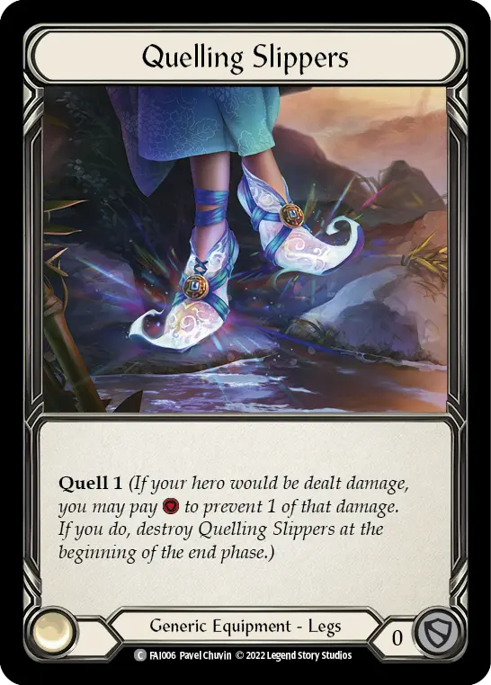 Quelling Slippers — Blitz Deck: Uprising - Fai Flesh and Blood card by Pavel Chuvin