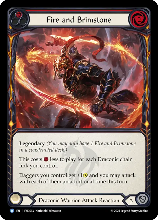 Fire and Brimstone — Blitz Deck: The Hunted - Fang Flesh and Blood card by Nathaniel Himawan
