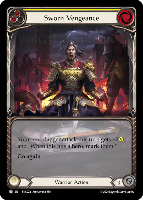 Sworn Vengeance (Yellow) (Extended Art) — Blitz Deck: The Hunted - Fang