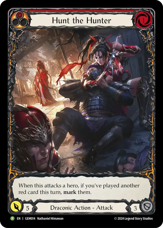 Hunt the Hunter (Red) — GEM Pack 1 Flesh and Blood card by Nathaniel Himawan