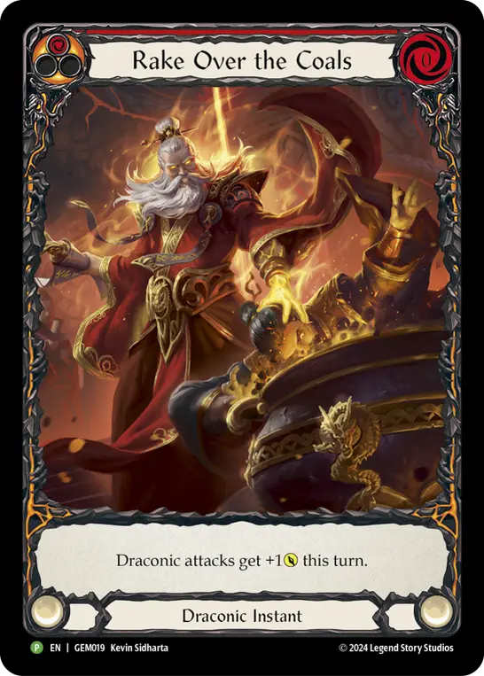 Rake Over the Coals (Red) — GEM Pack 1 Flesh and Blood card by Kevin Sidharta