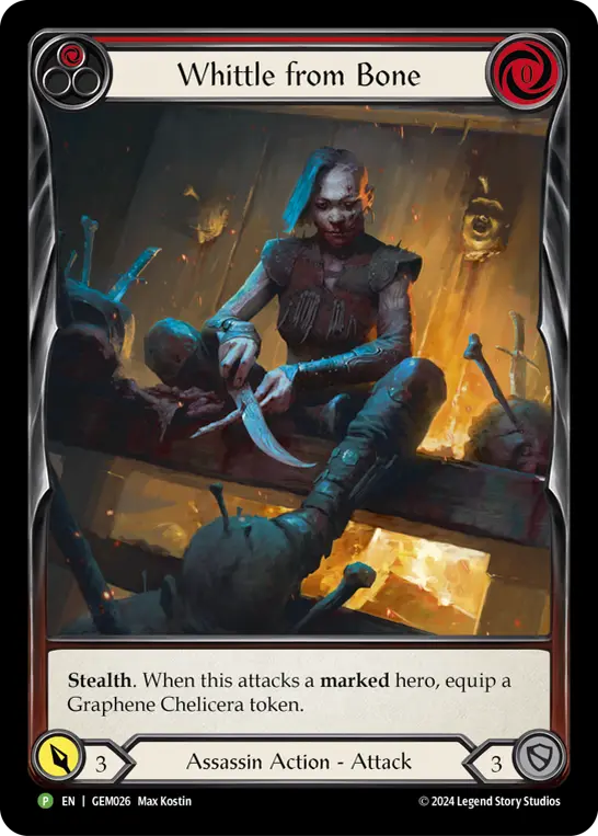 Whittle from Bone (Red) — GEM Pack 1 Flesh and Blood card by Max Kostin