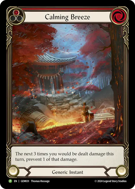 Calming Breeze (Red) — GEM Pack 1 Flesh and Blood card by Thomas Ressuge