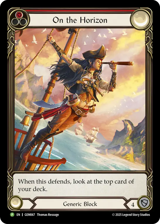 On the Horizon (Red) — GEM Pack 2 Flesh and Blood card by Thomas Ressuge