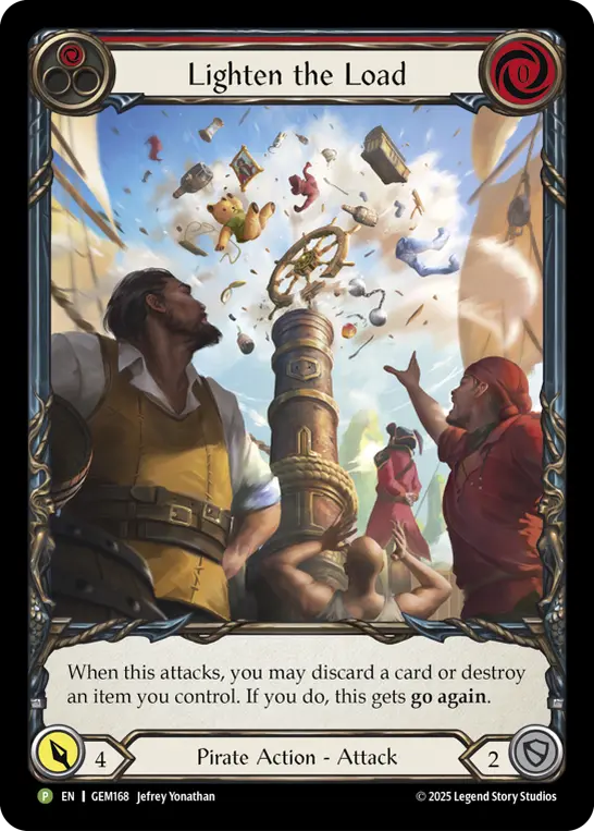 Lighten the Load (Red) — Gem Pack 5 Flesh and Blood card by Jefrey Yonathan