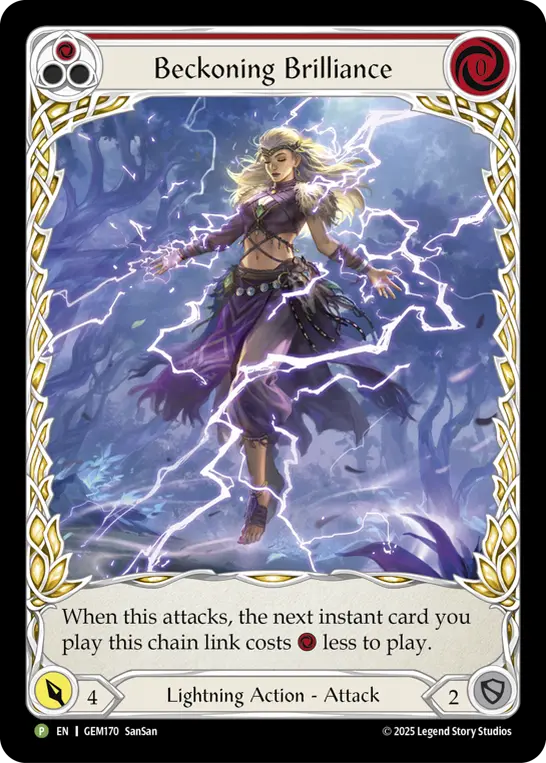 Beckoning Brilliance (Red) — Gem Pack 5 Flesh and Blood card by SanSan