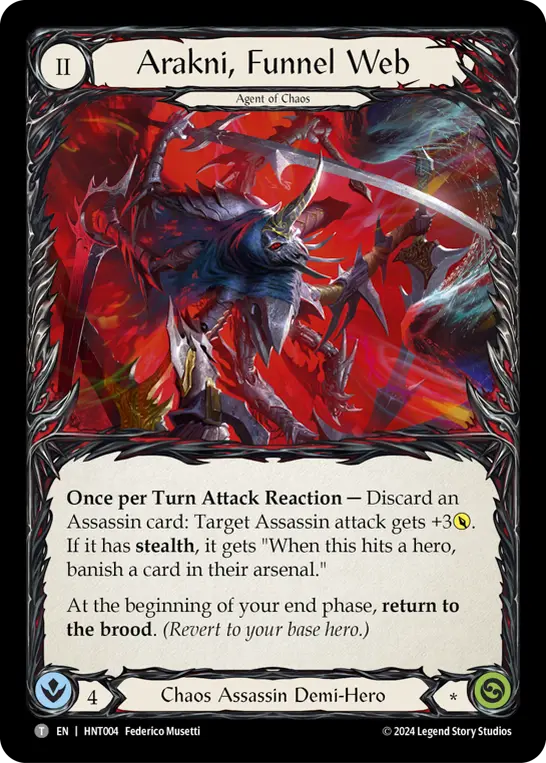 Arakni, Funnel Web (Marvel) — The Hunted Flesh and Blood card by Federico Musetti