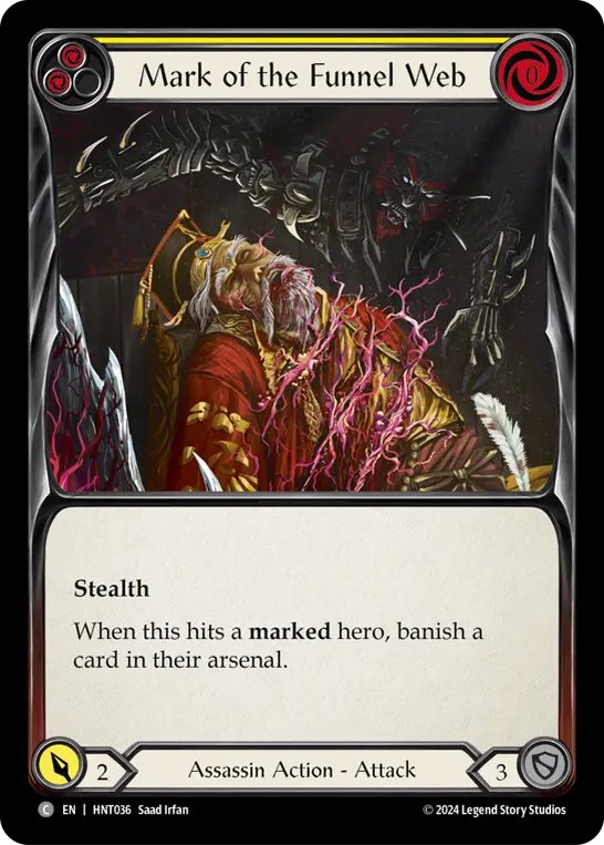 Mark of the Funnel Web (Yellow) — The Hunted Flesh and Blood card by Saad Irfan