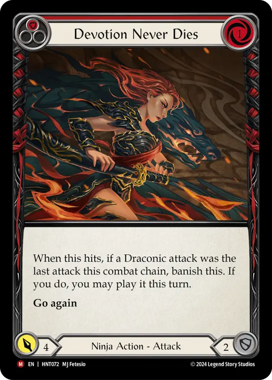 Devotion Never Dies — The Hunted Flesh and Blood card by MJ Fetesio